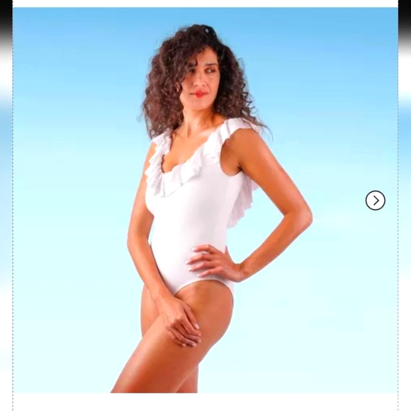 Liberty & Justice Women's High Leg Cheeky with Ruffle Neckline One Piece - Picture 1 of 5